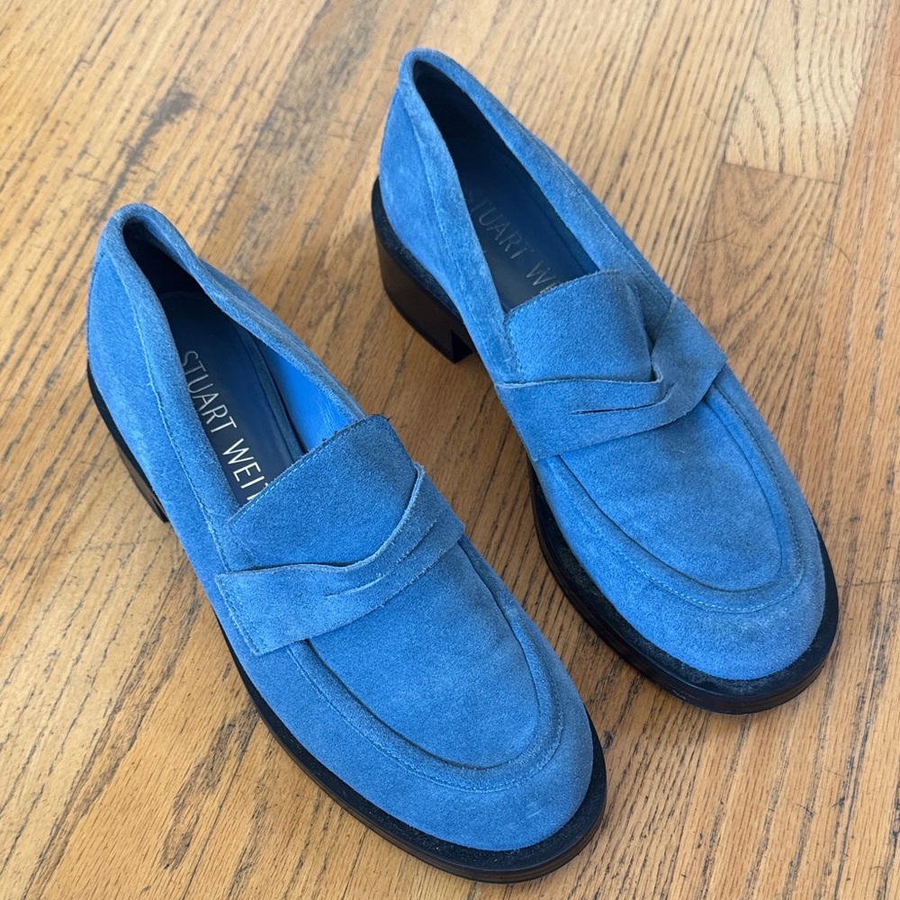Stuart Weitzman Men's Blue Suede Slip-Ons